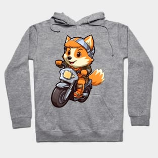 Cartoon Dog Rides Motorcycle to Fun Hoodie